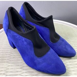 Girotti Women Classic Leather Block Heels Dress Shoe Royal Blue&Black 37UK/6.5US